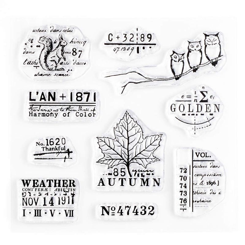 Wintertime Crafts Autumn Vintage Small Clear Stamps 4x4 inch by Wintertime Crafts for Scrapbooking and Art Journals - Image 1